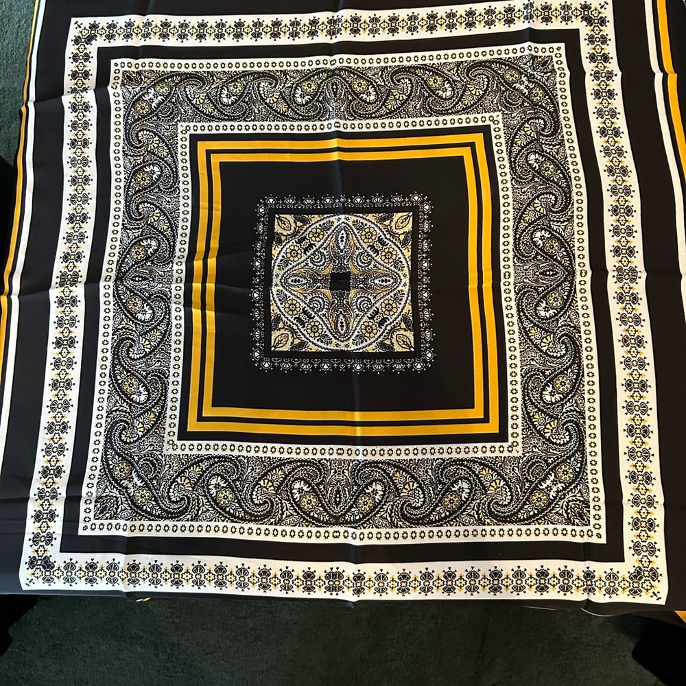 Joseph Ribkoff Black, Yellow & White Paisley Square Scarf